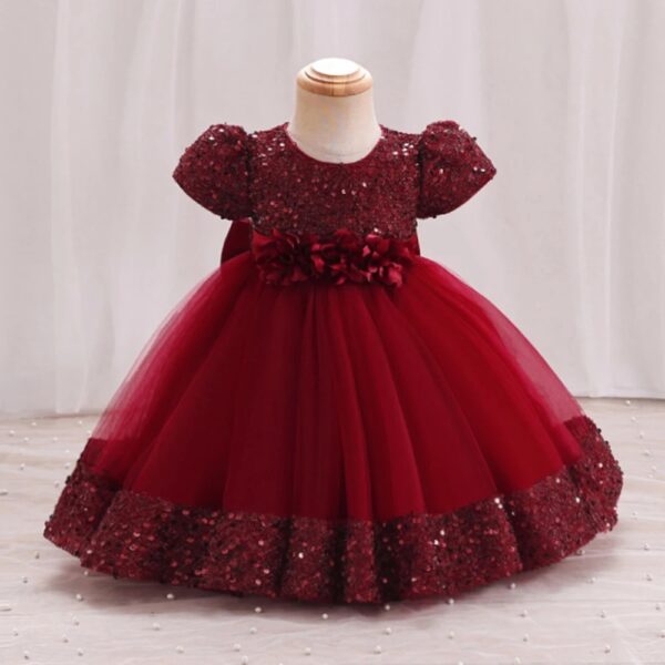 Robe De Princesse Fille Bordeaux Avec Nœud