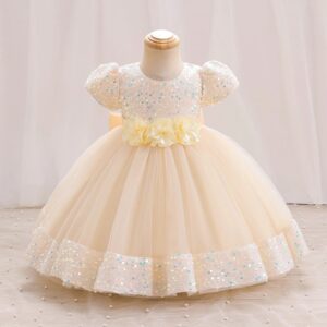 Robe De Princesse Fille Champagne Avec Nœud