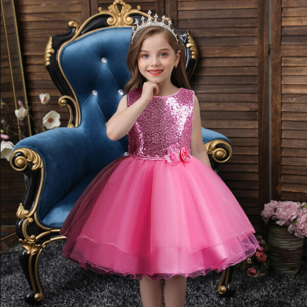 Robe De Princesse Fille Pailletée Rose