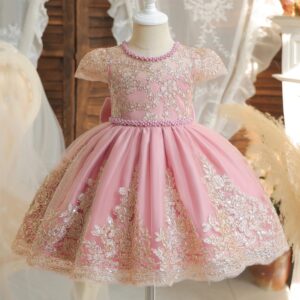 Robe De Princesse Fille Rose De Luxe