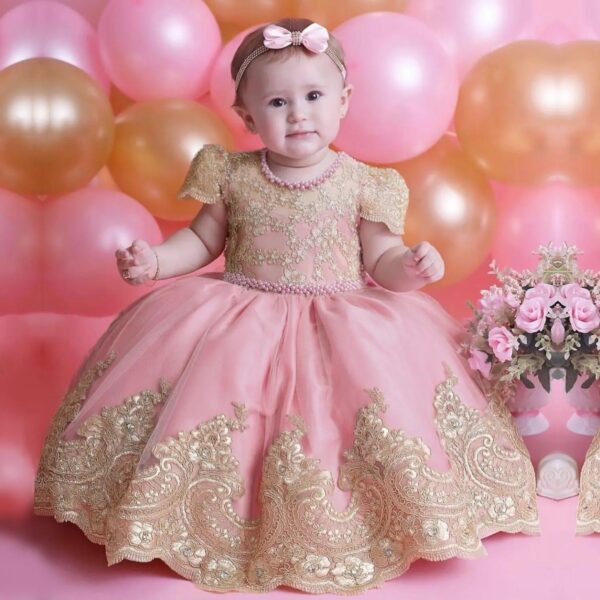 Robe De Princesse Fille Rose De Luxe