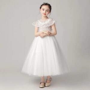 Robe De Princesse Longue Fille En Dentelle