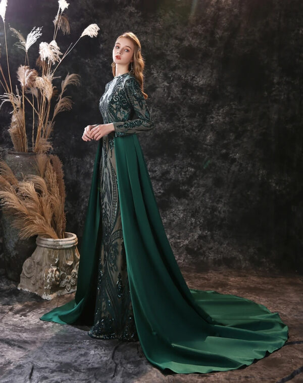 Robe De Princesse Longue Verte À Motifs Floraux