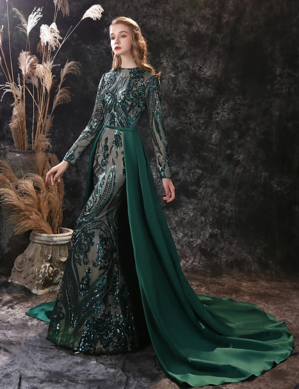 Robe De Princesse Longue Verte À Motifs Floraux