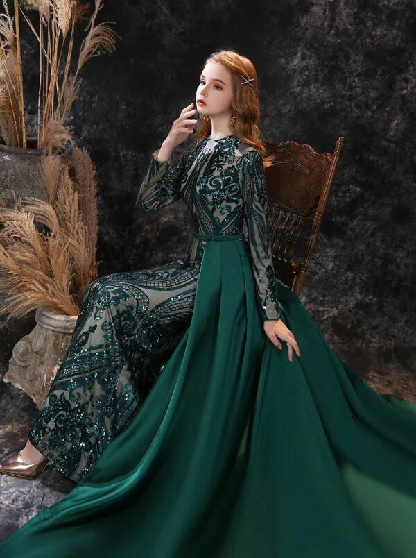 Robe De Princesse Longue Verte À Motifs Floraux