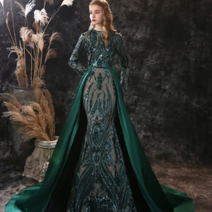 Robe De Princesse Longue Verte À Motifs Floraux