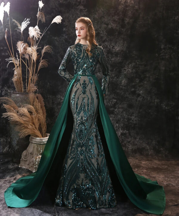 Robe De Princesse Longue Verte À Motifs Floraux