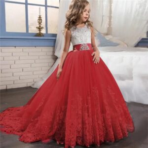 Robe De Princesse Rouge Et Blanche Fille