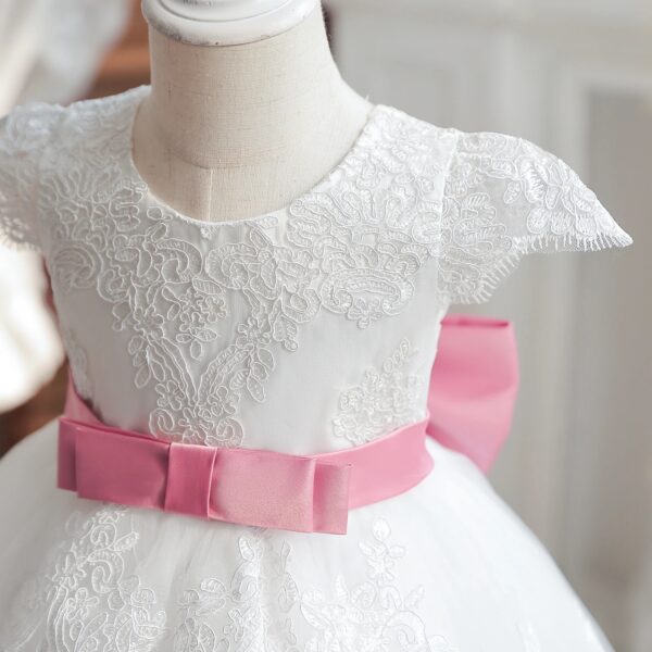 Robe Princesse Bébé Blanche À Nœud Rose