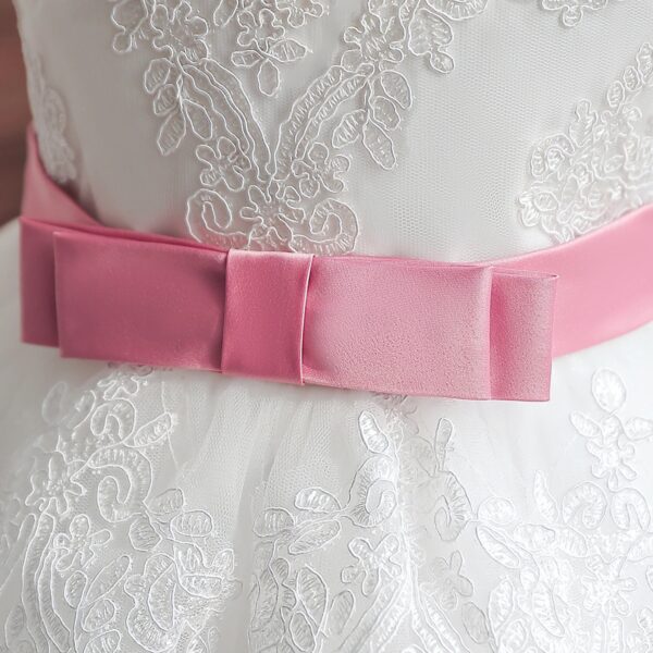 Robe Princesse Bébé Blanche À Nœud Rose