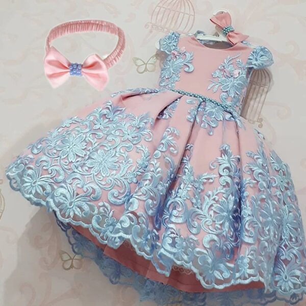 Robe Princesse Bébé Fleurs Bleues