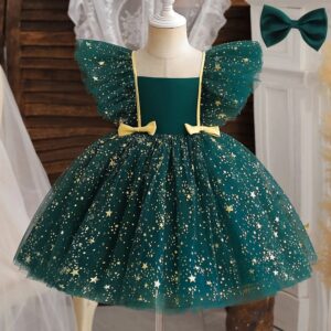 Robe Princesse Bébé Verte À Étoiles