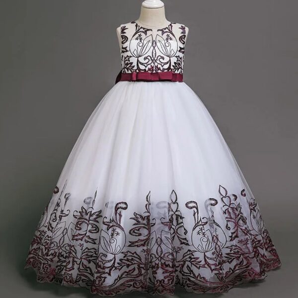 Robe Princesse Fille Cérémonie Motifs Floraux