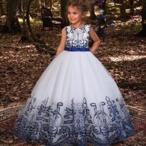 Robe Princesse Fille Cérémonie Motifs Floraux