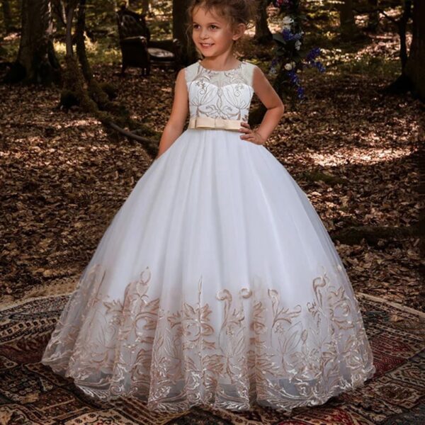 Robe Princesse Fille Cérémonie Motifs Floraux