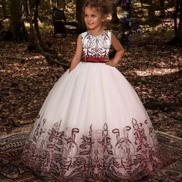 Robe Princesse Fille Cérémonie Motifs Floraux